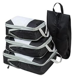 Bags 4 Pcs/set Compression Packing Cubes Travel Storage Bag Suitcase Packing Mesh Bags for Clothing Underwear Shoes