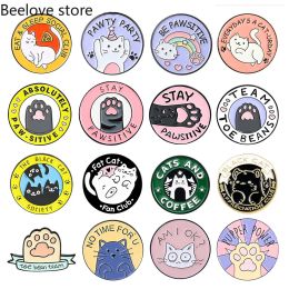 Bags Cartoon Cat Paw Brooch Kitten Coffee Star Cat Alphabet Round Oil Alloy Clothing Accessories Backpack Brooch Badge Lapel Pin