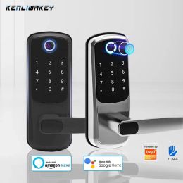 Control Tuya Wifi Fingerprint Door Lock TTlock Bluetooth Biometric Electronic Smart Lock Digital Keypad RFID Keyless Entry Door Lock