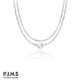 Necklaces F.I.N.S Pure S925 Sterling Silver Crushed Silver Flat Sheets Chain Necklace Aesthetic Handmade Shell Pearl Clavicle Choker Jewel