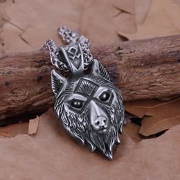 Chains Nordic Vikings Rune Giant Wolf Fenrir Necklace Mythology Animal Stainless Steel Masculine Men Punk Hip Hop Jewellery