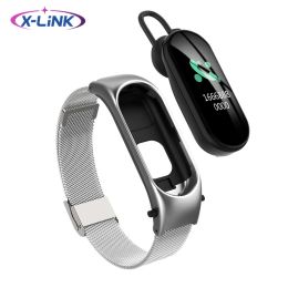 Wristbands NEW 2 IN 1 Smart Band+Wireless Bluetooth Earphone HiFi Stereo Waterproof Headset Earuds Heart Rate Blood Pressure Smart Bracelet