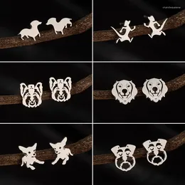 Stud Earrings Cute Animal Stainless Steel Multiple Style Dog Earings For Kids Dachshund Shepherd Chihuahua Dogs Ear Studs Girls Gift