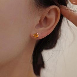 Stud Earrings Commute Ear Studs Elegant Geometric Amber For Women Retro Lightweight Jewellery Lady Prom Cocktail Party