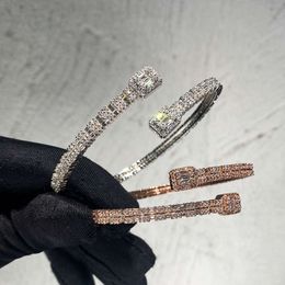 Kibo Iced Out Jewelry Adjustable Pass Diamond Tester 925 Silver Chain Cuff Vvs1 Baguette Cut Moissanite Bracelet