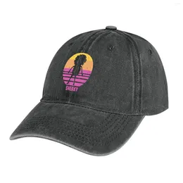 Berets Sneaky Sasquatch Distressed Sunset Vaporwave Cowboy Hat Custom Cap Beach Bag Uv Protection Solar Mens Women's