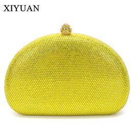 Bags XIYUAN New Women's Green/Red/Pink Crystal Evening Bag Stones Purse Day Clutches Lady Wedding Rhinestones Evening Purses Handbags