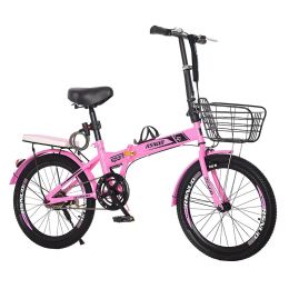 Lights Folding Bicycle Adult Shift Men's and Women's 20inch Student Bike Ultralight Portable Gift Pedal Bike One Piece