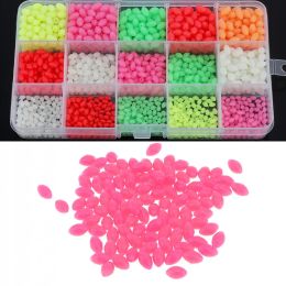 Accessories 1500pcs Colorful Oval Hard Luminous Fishing Beads 3 x 4mm 4 x 6mm 5 x 8mm 3 Sizes Mixed Sea Fishing Lure Floating Float with Box