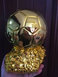 hot sale 19cm 24cm golden ball trophy Ballon D'OR Trophy Golden Soccer Ball Best Football Player Soccer trophy cup free