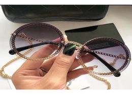 4245 Women Sunglasses Fashion Round Sunglasses UV Protection Lens Chain Frameless Mix Colour Come with Box New Arrival8542155