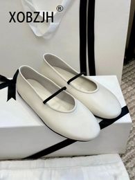 Designer Shoes for Women Leather Ballet Flats Luxury Black High Quality Mary Janes Ballerina Comfortable Shoes Woman 240419