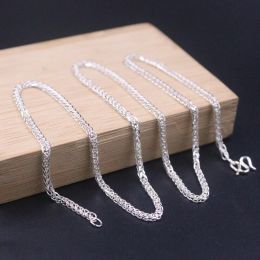 Necklaces Solid 999 Fine Silver Necklace 2mm Wheat Link Chain 19.7inch For Women