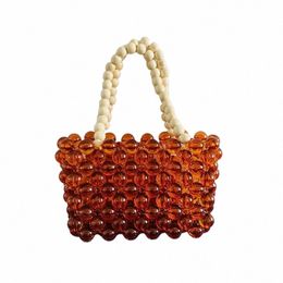 mini Cute Parent-Child Bag Handmade Beaded Small Handbag Acrylic Woven I2pM#