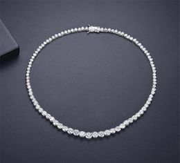 2022 Top Sell Bride Tennis Necklace Sparkling Luxury Jewellery 18K White Gold Fill Round Cut White Topaz CZ Diamond Gemstones Ins Wo6103137