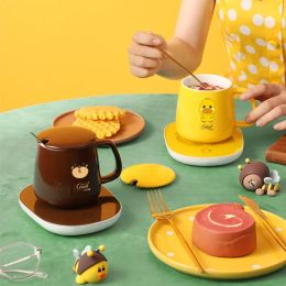 Makers New Netred Little Yellow Duck Warming Cup Ceramic intelligent thermostatic coaster Heating insulation base heat pad tea maker