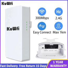 Routers KuWFi 2.4Ghz 300Mbps Outdoor Wifi Router Powerful Wireless Repeater Long Range Extender Wireless Bridge 1KM Point to Point