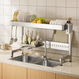 Kitchen Storage Sink Rack Stainless Steel Dish Holder Drain Shelf Organiser Acceesories Drying N