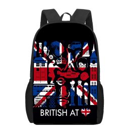 Bags Cartoon England I Love London School Bag for Teenager Boys Girls Large Capacity Backpacks Children Book Bag Casual Women Men Bag