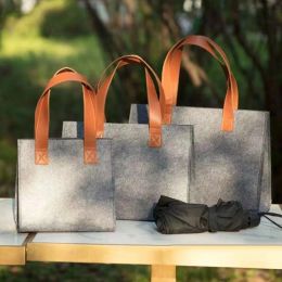 Bags Reusable Grey Felt Handbag Portable Durable Storage bags Fashion Folding Travel Shoulder Bag Large Capacity Lazy Shopping Bags