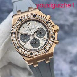 AP Female Wrist Watch Epic Royal Oak Series 26231or Womens 18k Rose Gold Original Diamond Panda Face 37mm Automatic Mechanical Watch