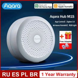 Control Original Aqara Hub M1S Gateway with RGB Led Night Light Zigbee 3.0 Siri Voice APP Smart Remote Control Work Mijia APP HomeKit