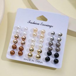 Stud Earrings 18Pairs Fashion Alloy Simulated Pearl Set For Women Jewellery On Ear Ball Kit Bijouteria Brincos Bijoux