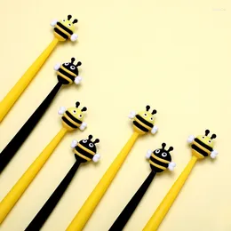 Black 1PCS Yellow Creative Cute Cartoon Bee Silicone Neutral Pen 0.5mm Ink Writing Gel Fun School Office Supplies