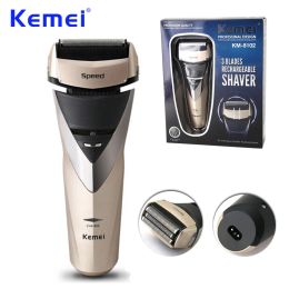 Shavers KEMEI Triple Blade Washable Rechargeable Electric Shaver Reciprocating Razor Beard Trimmer Men Electric Shaving Machine KM8102