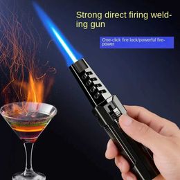 Lighters Torch Blue Flame Jet Gas Lighter Spray Gun Kitchen Cooking Smoking Accessories Windproof Turbo Jewelry Welding Cigar Lighters T240422