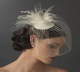 2018 Birdcage Bridal Veils Feather Tulle Ivory and white Wedding Bridal Accessories Wedding Veils7642995