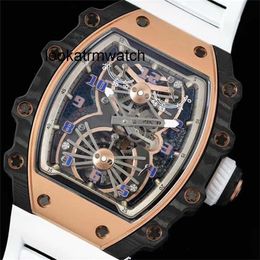 Luxury Watch Top Fiber Versione di orologio Nuovo orologio Scheletro Oro Custodia in carbonio Rosa Bianca in gomma Sciapphire Mens Mechanical