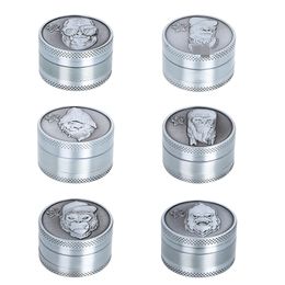 Gorilla Shape Zinc Alloy Grinder 40mm 50mm Smoke Accessroy Herb Tobacco Grinders 3Parts 4 Layers Herbs Crusher Silver Grinders Smoking Tool Accessories New