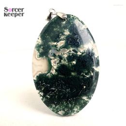 Pendant Necklaces Men Jewelry Dendritic Moss Agate Necklace Pendants Gem Slide Natural Stone Healing Reiki Woman Gifts BM670