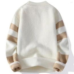 Men's Sweaters Long Sleeve Pullover Sweater Color Block Colorblock Knitted For Fall Winter Thick Warm O Neck