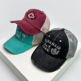 Ball Caps Women Pattern Letter Embroidery Baseball Hats Breathable Sunshade Versatile Mesh Trucker Broken