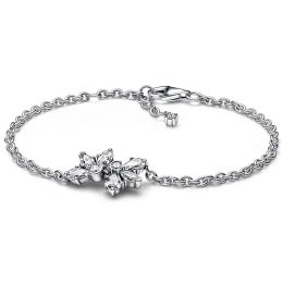 Strands Authentic 925 Sterling Silver Timeless Sparkling Herbarium Cluster Chain Bracelet Bangle Fit Bead Charm Diy Fashion Jewellery