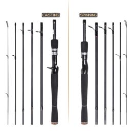 Accessories 2.1m/2.4m 6 Sections Carbon Spinning Casting Fishing Rod Lure Fishing Rod Hand Pole Fishing Tackle For Outdoor Fishing