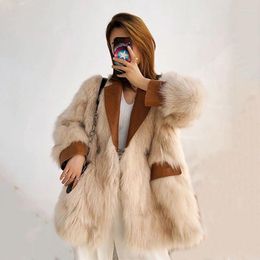 Women's Jackets 2024 Winter Fur Jacket Autumn Mid-length Coat Stitching Leather PU Women Single Breasted