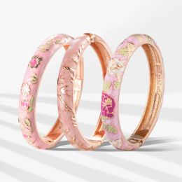 Strands 3 PCS Set Cloisonne Bracelet For Women Jewelry Women's Hand Bracelets Enamel Indian Bangle On Hand Dubai Pink Designer Gifts