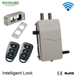 Control RAYKUBE Wireless Intelligent Remote Control Lock Antitheft Lock For Invisible Lock Electric Door Lock Smart Warded Lock RW39