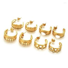 Hoop Earrings Creative Golden Stainless Steel Geometric Irregular Hammered Fashion Cuban Chain Jewellery Party Gift246t