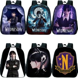 Backpacks Wednesday Addams Mini Backpacks for Boys Girls Kids Cartoon Kindergarten Bookbag Toddler School Bags Children Rucksack 12 Inch