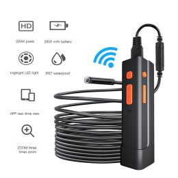 Cameras WiFi Endoscope 8mm Lens Mini Camera HD 2.0MP Wireless Drain Pipe Engine Inspection Borescope Waterproof 8LED for IPhone Android