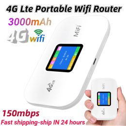 Routers 4G Lte Router Wireless Wifi Portable Modem Mini Outdoor Hotspot Pocket Mifi 150mbps Sim Card Slot Repeater 3000mah Dongle