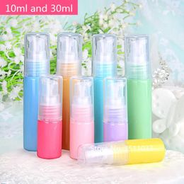Storage Bottles 50pcs/lot 10ml 30ml Plastic Cute Cream Lotion Pump Bottle Macaron Colour Small Refillable Cosmetic Container For Travel