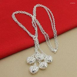 Pendants CHUANGCHENG Lucky Charms 925 Sterling Silver Four Heart Leaves Clover Chain Necklace Gifts Neck Jewelry