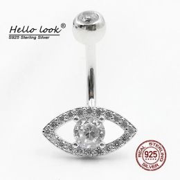 Jewelry HelloLook 925 Sterling Silver Navel Piercing Zircon Eye Belly Button Ring Crystal Body Piercing Jewelry Accessories