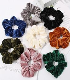 8 Colour Women Girls Winter Velvet Cloth Elastic Ring Hair Ties Accessories Ponytail Holder Hairbands Rubber Band Scrunchies Christ6497220