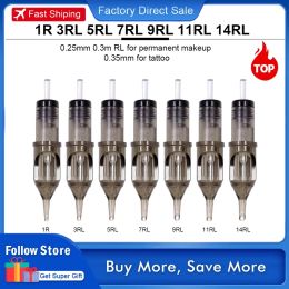 Machines Tattoo Cartridge Needle 20PCS RL 0.25mm Professional Disposable SemiPermanent Eyebrow Lip Makeup Needles For Tattoo Machine Pen